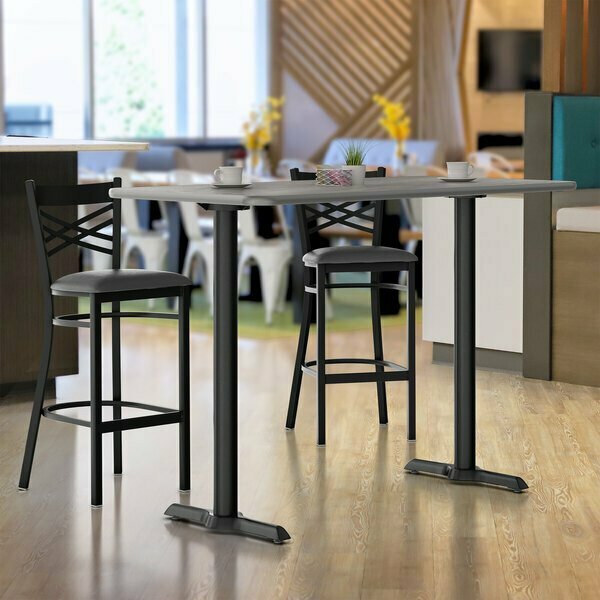 Lancaster Table & Seating LT 30'' x 60'' Reversible Gray/White Laminated Bar Height Table Top and Base Kit W/ 5'' x 22'' Base 349C603G522B